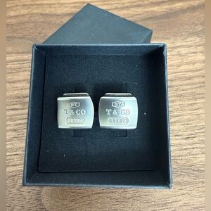 Tiffany & Co Titanium and Silver 1837 Square Cuff Links